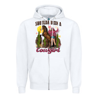White shoulda been a cowgirl bucking horse Zipper Hoodie - texasbilliewilder