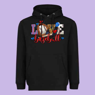 Love Baseball Heavyweight Hoodie Designed By Zillion Design Studio