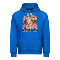 Cobalt Easter Day Cow Urban Hoodie - NancyCooperArtShop
