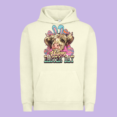 Easter Day Cow Urban Hoodie Designed By Nancycooperartshop