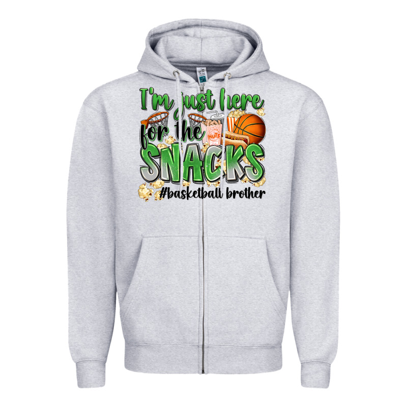 I'm Just Here For The Snacks #basketball Brother Zipper Hoodie by Zillion Design Studio | Teevron