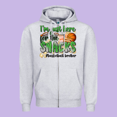 I'm Just Here For The Snacks #basketball Brother Zipper Hoodie Designed By Zillion Design Studio