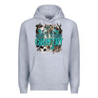 Heather Grey born  raised country Premium Hoodie - NancyCooperArtShop