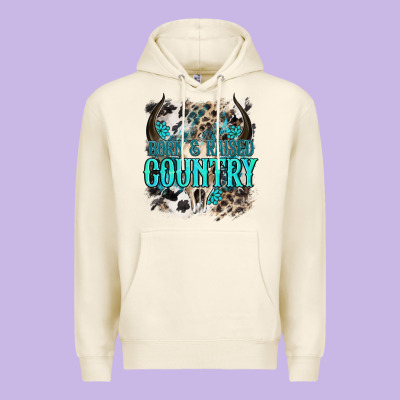 Born  Raised Country Premium Hoodie Designed By Nancycooperartshop