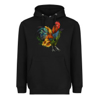Black rooster with sunflowers Heavyweight Hoodie - RanaPortraitStore