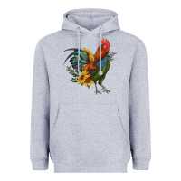 Heather Grey rooster with sunflowers Heavyweight Hoodie - RanaPortraitStore