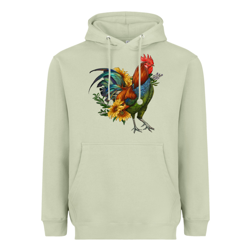 Rooster With Sunflowers Heavyweight Hoodie by RanaPortraitStore | Teevron