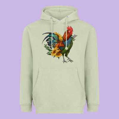 Rooster With Sunflowers Heavyweight Hoodie Designed By Ranaportraitstore