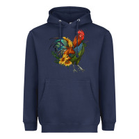 Navy rooster with sunflowers Heavyweight Hoodie - RanaPortraitStore