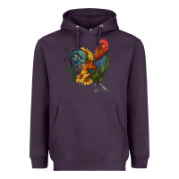 Plum rooster with sunflowers Heavyweight Hoodie - RanaPortraitStore