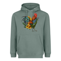 Sage rooster with sunflowers Heavyweight Hoodie - RanaPortraitStore