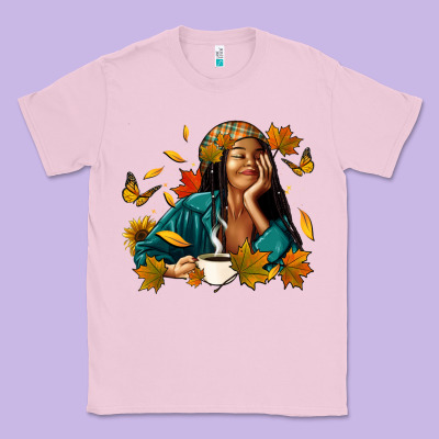 Fall Afro Woman With Coffee Classic Tee Designed By Ranaportraitstore
