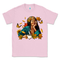 Bubblegum Pink Fall afro woman with coffee Classic Tee - RanaPortraitStore