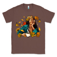 Chestnut Fall afro woman with coffee Classic Tee - RanaPortraitStore