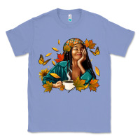 Colony Blue Fall afro woman with coffee Classic Tee - RanaPortraitStore