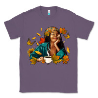 Lavender Fall afro woman with coffee Classic Tee - RanaPortraitStore