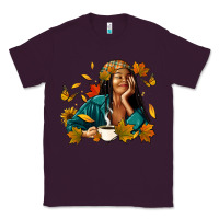 Plum Fall afro woman with coffee Classic Tee - RanaPortraitStore