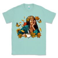 Seafoam Fall afro woman with coffee Classic Tee - RanaPortraitStore