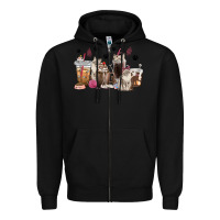 Black siberian cat coffee cups Zipper Hoodie - texasbilliewilder