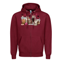 Burgundy siberian cat coffee cups Zipper Hoodie - texasbilliewilder