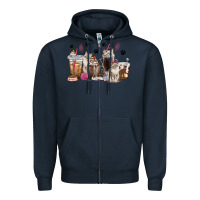 Navy siberian cat coffee cups Zipper Hoodie - texasbilliewilder