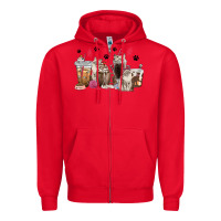 Red siberian cat coffee cups Zipper Hoodie - texasbilliewilder