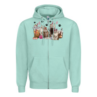 Seafoam siberian cat coffee cups Zipper Hoodie - texasbilliewilder