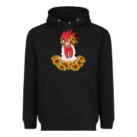 Black rooster head with sunflowers Heavyweight Hoodie - RanaPortraitStore