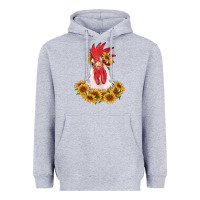 Heather Grey rooster head with sunflowers Heavyweight Hoodie - RanaPortraitStore