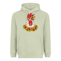 Matcha rooster head with sunflowers Heavyweight Hoodie - RanaPortraitStore