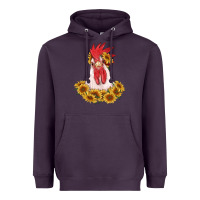 Plum rooster head with sunflowers Heavyweight Hoodie - RanaPortraitStore