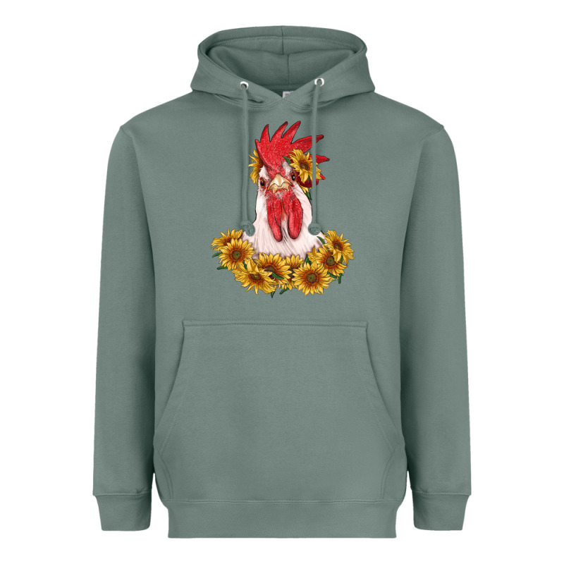 Rooster Head With Sunflowers Heavyweight Hoodie by RanaPortraitStore | Teevron