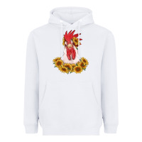 White rooster head with sunflowers Heavyweight Hoodie - RanaPortraitStore