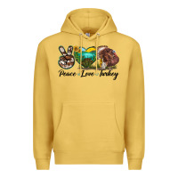 Antique Gold peace love turkey Premium Hoodie - LillyAllenDesigns