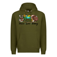 Army Green peace love turkey Premium Hoodie - LillyAllenDesigns