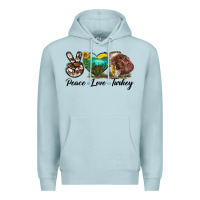 Blue Mist peace love turkey Premium Hoodie - LillyAllenDesigns