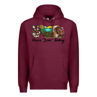 Burgundy peace love turkey Premium Hoodie - LillyAllenDesigns