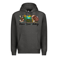 Charcoal Heather peace love turkey Premium Hoodie - LillyAllenDesigns