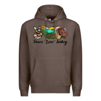 Coffee peace love turkey Premium Hoodie - LillyAllenDesigns