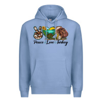 Colony Blue peace love turkey Premium Hoodie - LillyAllenDesigns