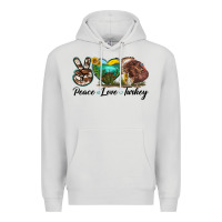 Dove Grey peace love turkey Premium Hoodie - LillyAllenDesigns