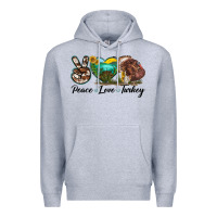 Heather Grey peace love turkey Premium Hoodie - LillyAllenDesigns