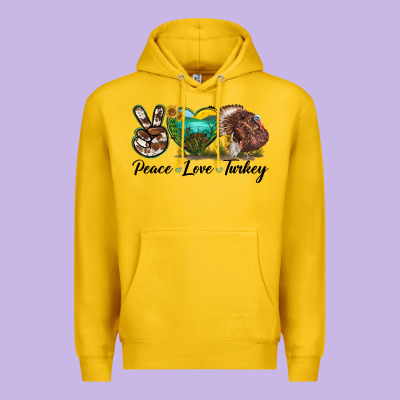 Peace Love Turkey Premium Hoodie Designed By Lillyallendesigns