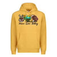 Mustard peace love turkey Premium Hoodie - LillyAllenDesigns