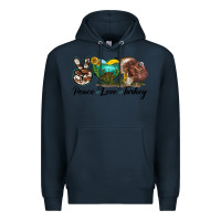Navy peace love turkey Premium Hoodie - LillyAllenDesigns