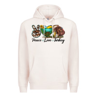 Pale Pink peace love turkey Premium Hoodie - LillyAllenDesigns