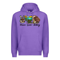 Purple peace love turkey Premium Hoodie - LillyAllenDesigns