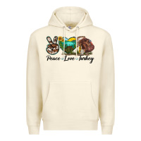 Sandshell peace love turkey Premium Hoodie - LillyAllenDesigns