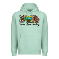 Seafoam peace love turkey Premium Hoodie - LillyAllenDesigns