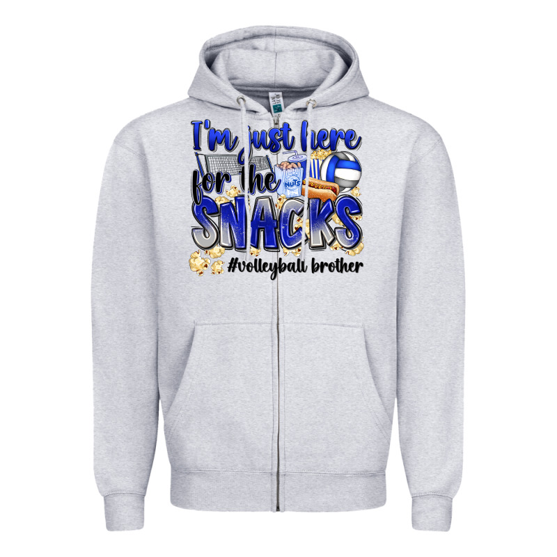Im Just Here For The Snacks Volleyball Brother Zipper Hoodie by Zillion Design Studio | Teevron